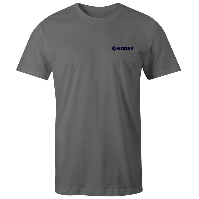 front of the youth Zenith grey tee with navy Hooey logo