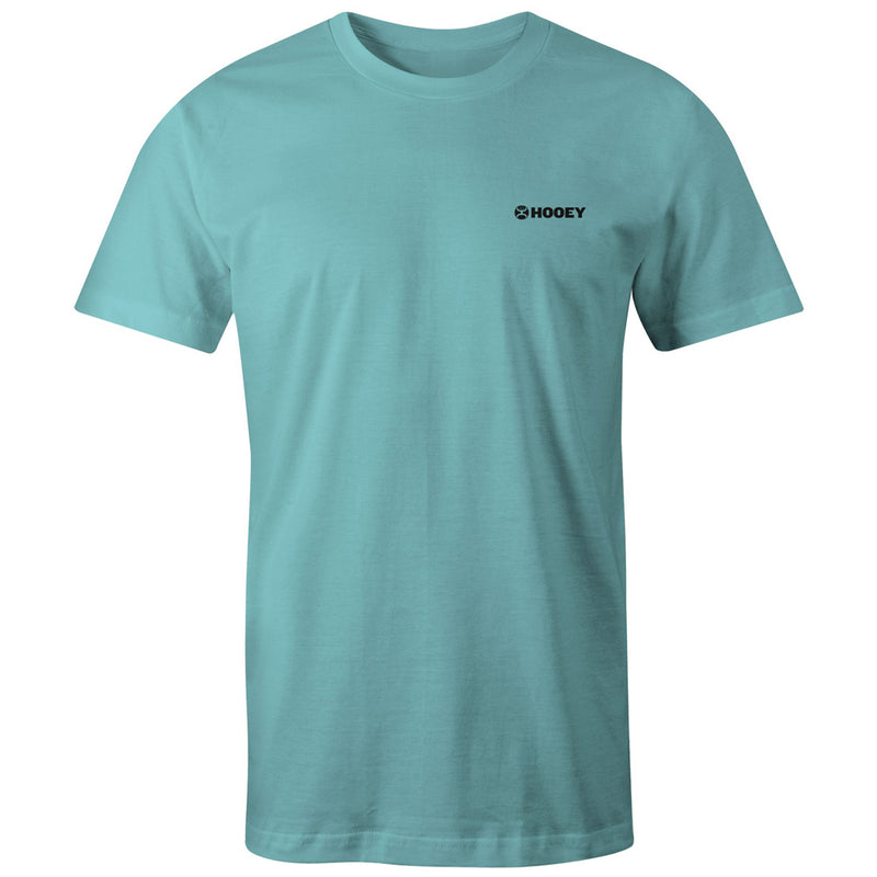 teal hooey tee with black Hooey logo on pocket area