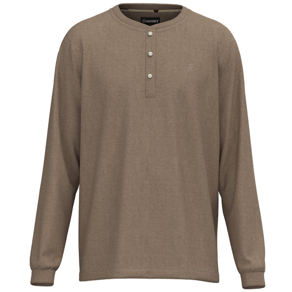 "Henley" Tan w/ multi-color aztec detailing Long Sleeve Thermal Shirt