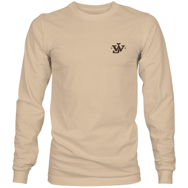 "John Wayne" Long Sleeve T-shirt Tan w/Horse Logo