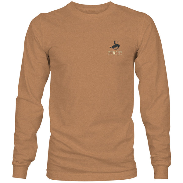 "Ranchero" Long Sleeve T-shirt Sienna Heather w/Orange & Blue Logo