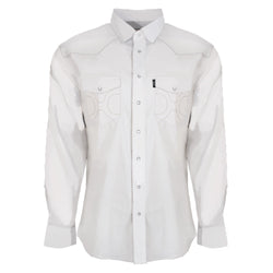 "Dos Sol" Long Sleeve Pearl Snap Shirt White