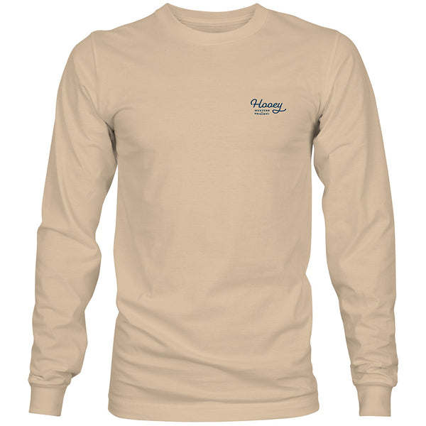 "Charbray" Long Sleeve T-shirt Tan w/Navy & White Logo