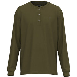 "Henley" Olive w/Black & White Aztec detailing Long Sleeve Thermal Shirt