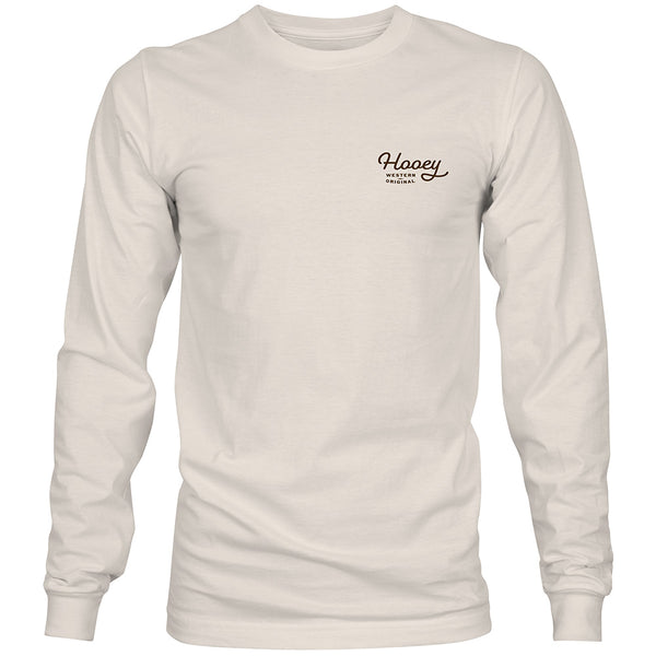 "Hooey Roots" Long Sleeve T-shirt Cream w/Brown Logo