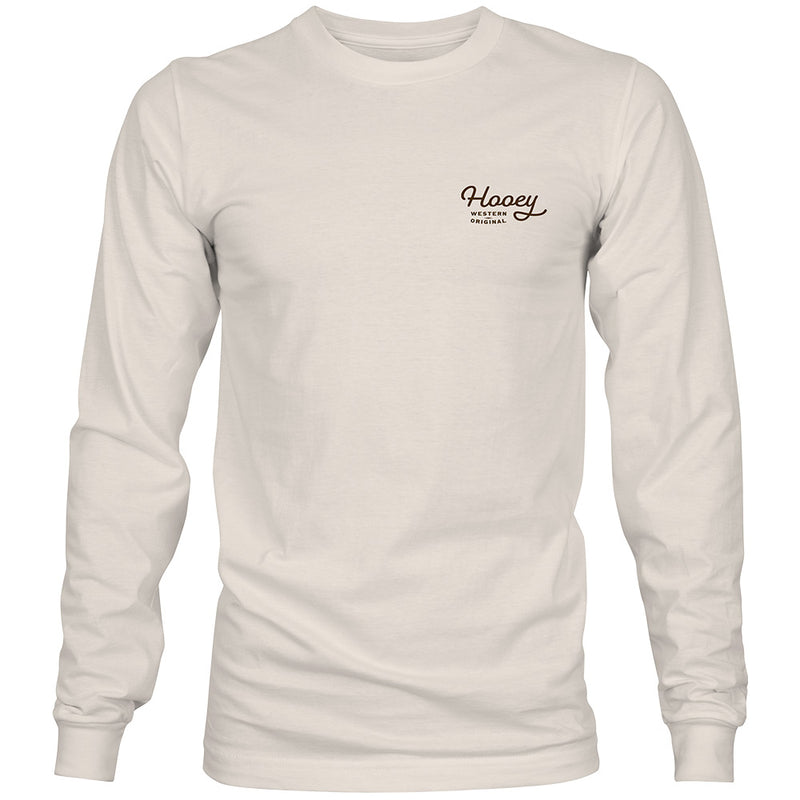 "Hooey Roots" Long Sleeve T-shirt Cream w/Brown Logo