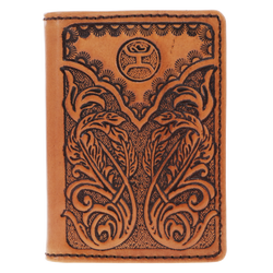 "Phoenix" Trifold Hooey Wallet Tan/Black Leather