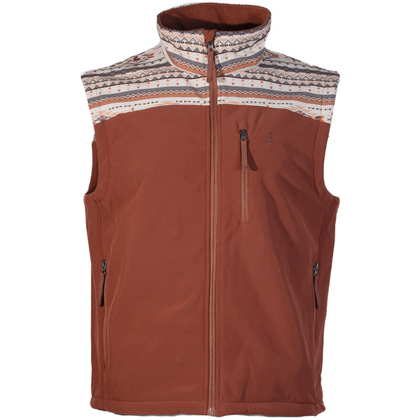 "Hooey Softshell Vest" Rust/Cream Aztec