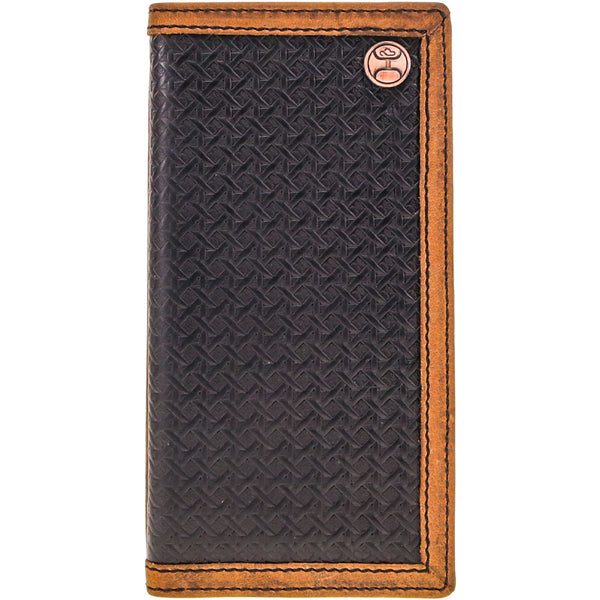 black bi-fold with brown leather trim