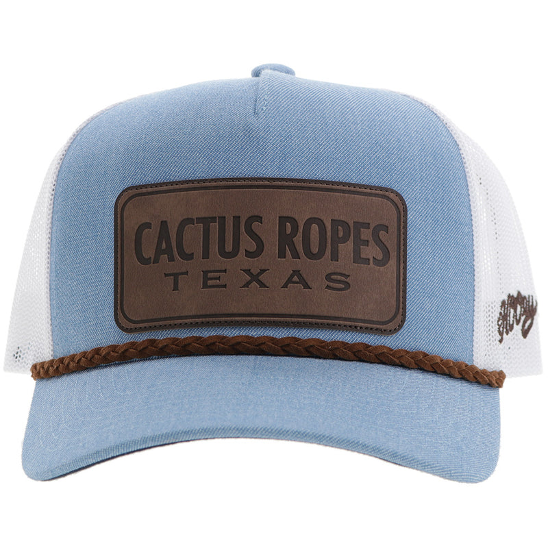 "CR107" Cactus Ropes Hat Denim/White w/Leather Patch