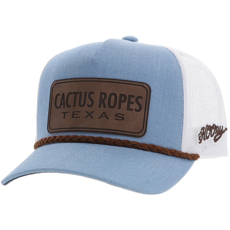 "CR107" Cactus Ropes Hat Denim/White w/Leather Patch