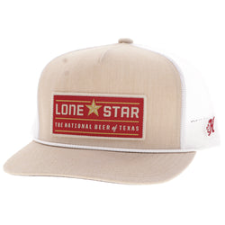 "Lone Star" Hat Tan/White w/Red/Gold/White Patch