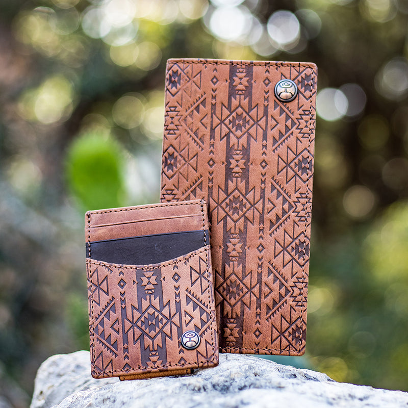 "Monterey" Rodeo Wallet Brown w/ Aztec Embossed Print