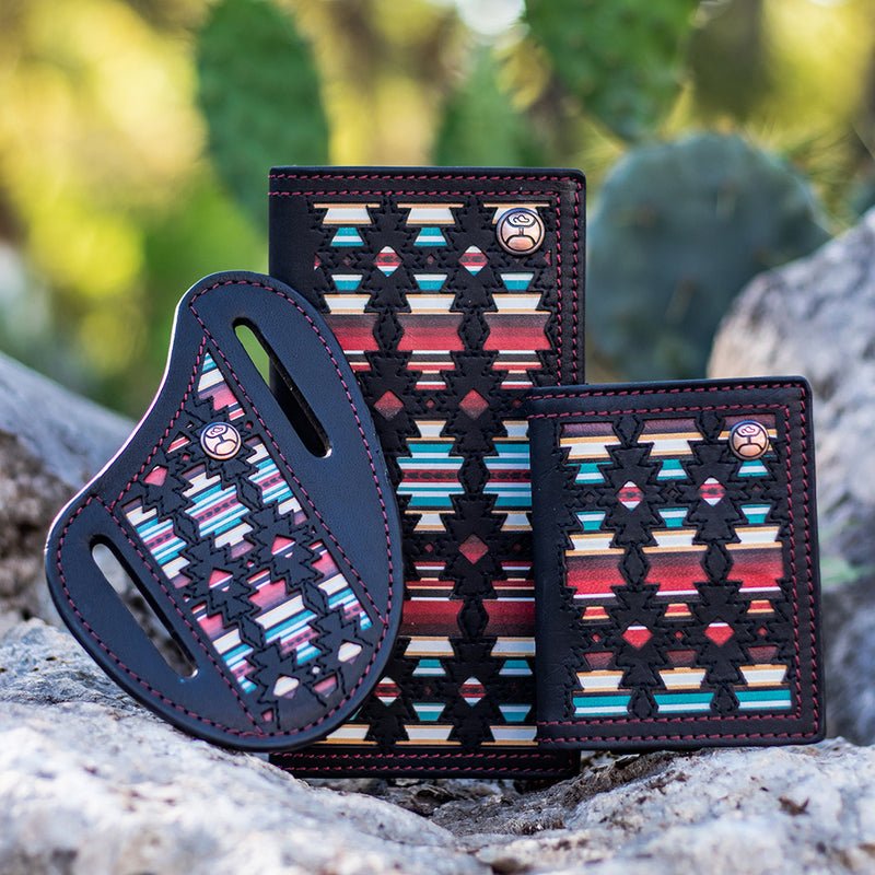 "Sunizona Knockout" Rodeo Wallet Black w/Serape Print