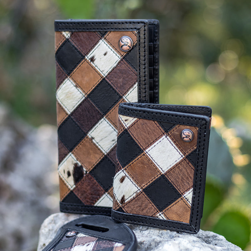 "Smackdown" Bifold Money Clip Wallet Black/Brown Patchwork