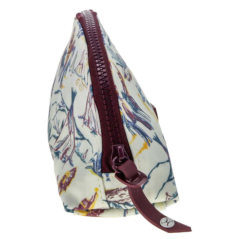 "Hooey Small Accessory Bag" Cream w/ Maroon Print