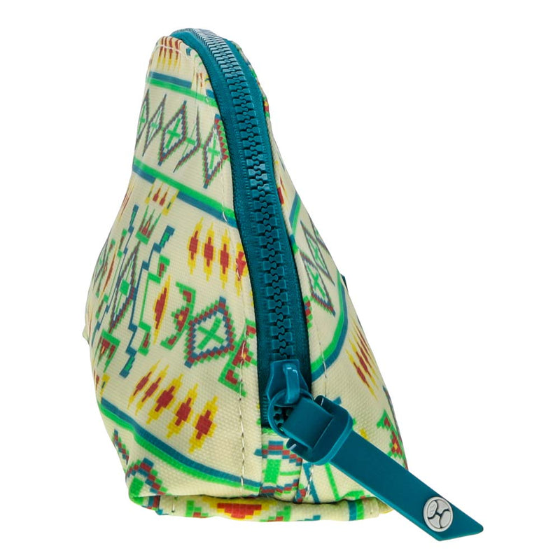 "Hooey Small Accessory Bag" Cream w/Teal Print