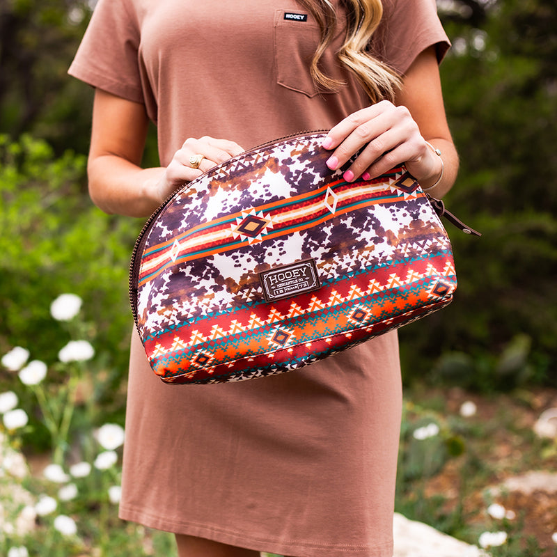 "Ponderosa" Hooey Large Accessory Bag Cowprint Red/Orange