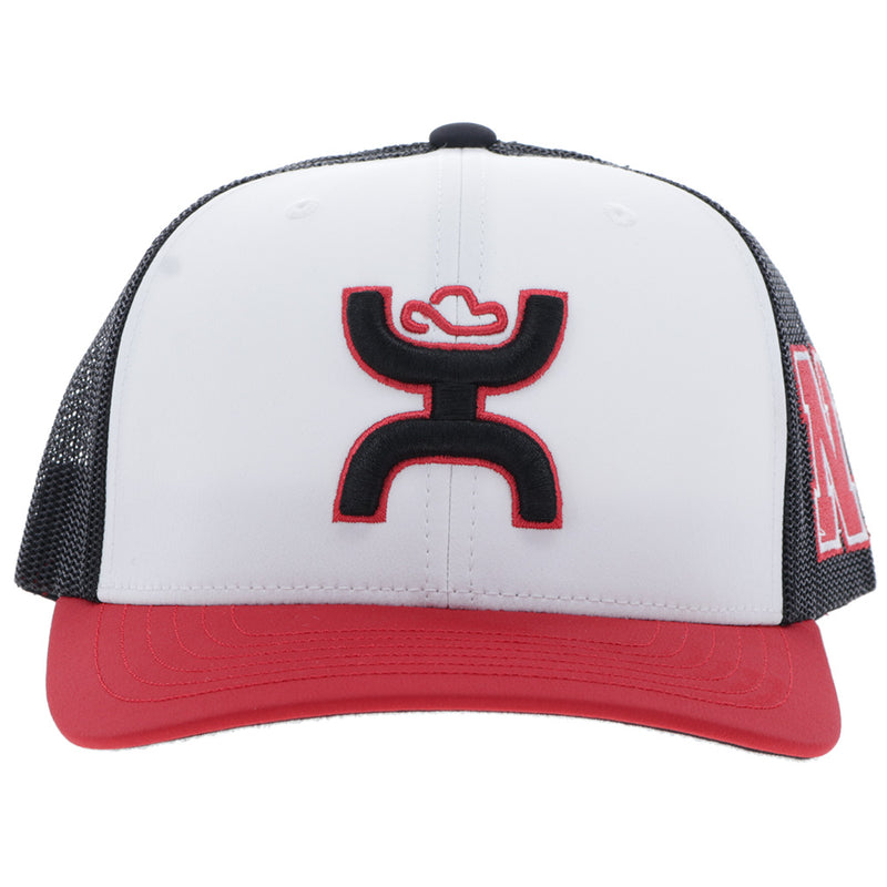 University Of Nebraska White/Black Hat w/Black & Red Hooey Logo