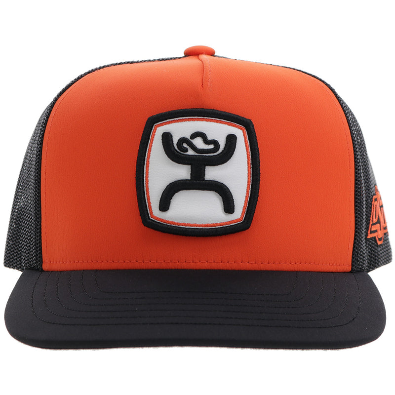 front of OSU x Hooey black and orange hat with black, white, orange Hooey logo patch