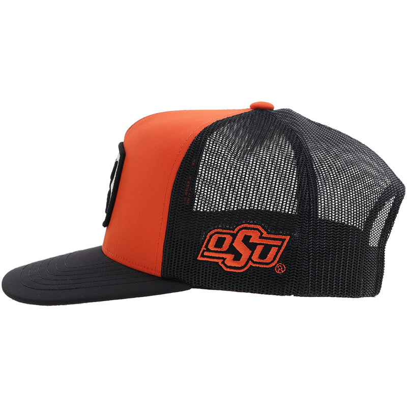 left side of OSU x Hooey black and orange hat