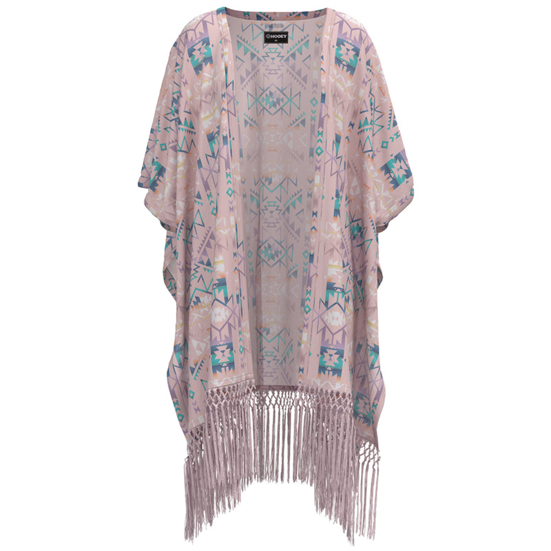 pink and blue Aztec kimono 