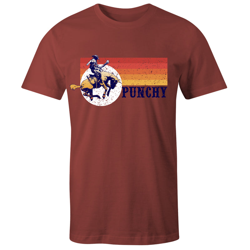 Punchy tee in crimson with serape artwork