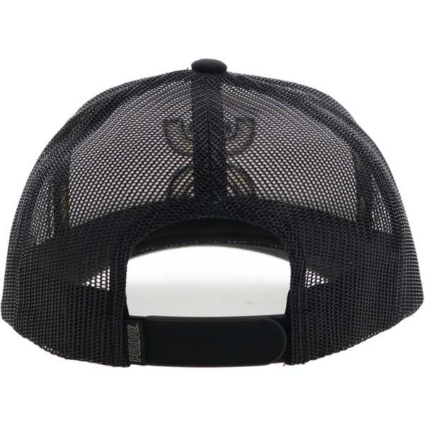 back of black Hooey hat with black mesh 