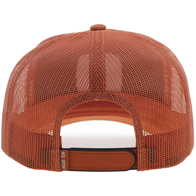 back of orange hooey hat