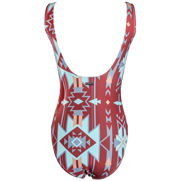 "The Ollie" One Piece Swimsuit Rust/Aztec