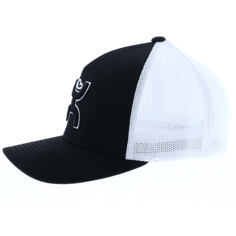 left side of the black and white Coach hat