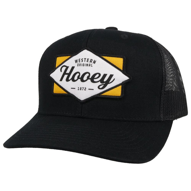 Diamond black on black hat with black, white, and yellow patch