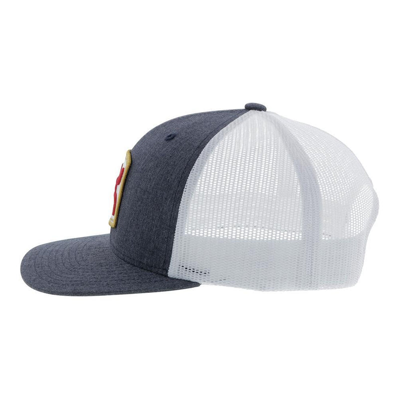 side view of the youth Zenith grey and white hat