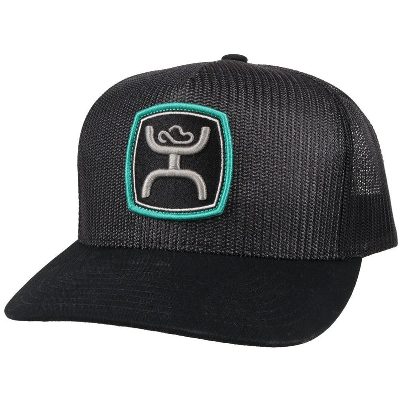 Zenith black hat with turquoise and grey embroidered patch