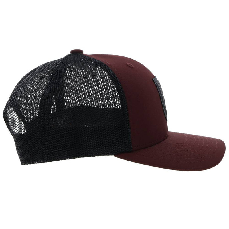 Right side of the Maroon and black "Bronx" snapback hat