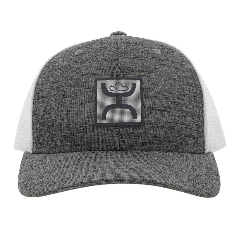 Front of the Grey and white "Boxy" hat