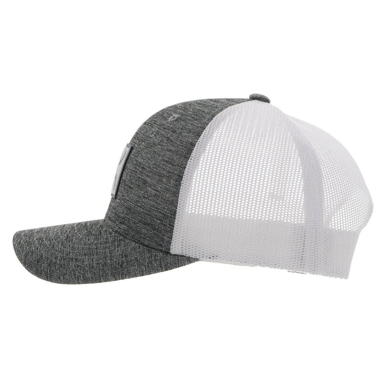 Left side of the Grey and white "Boxy" hat