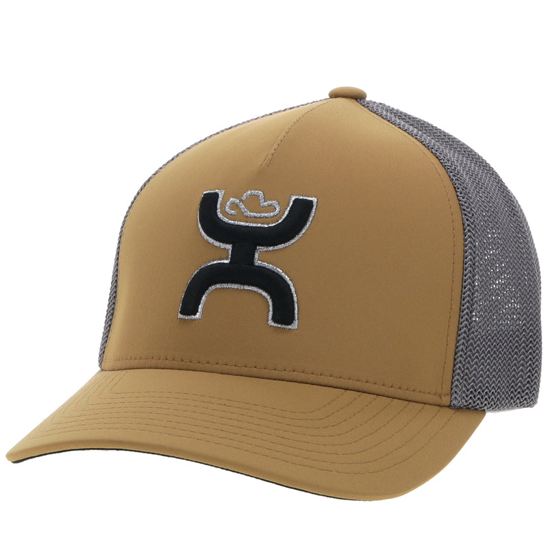 "Coach" Tan/Grey Hat w/Black & Silver Logo