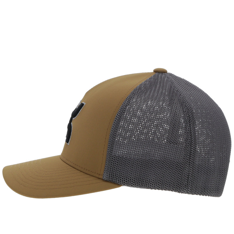 "Coach" Tan/Grey Hat w/Black & Silver Logo