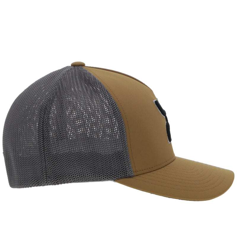 "Coach" Tan/Grey Hat w/Black & Silver Logo