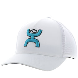 "Coach" White Hat w/Blue & Charcoal Logo