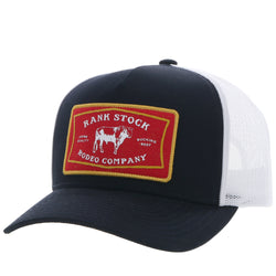 "Rank Stock" Black/White w/Red & Yellow Hat