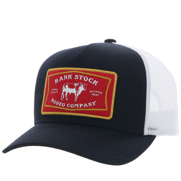 "Rank Stock" Black/White w/Red & Yellow Hat