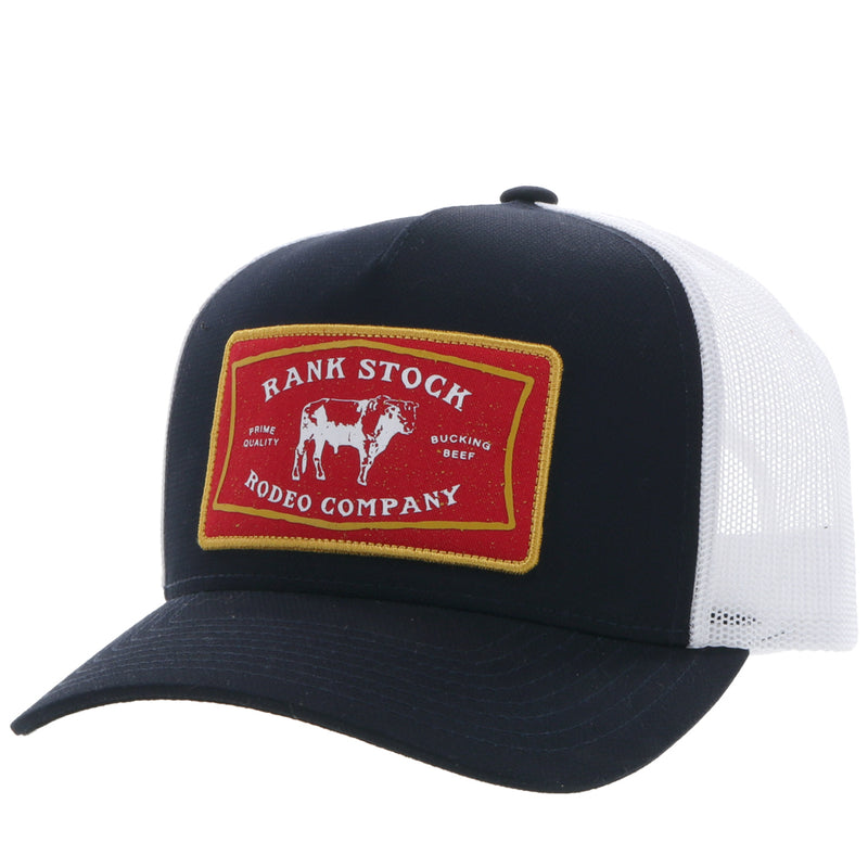 Youth Rank Stock black and white hat with red and yellow patch