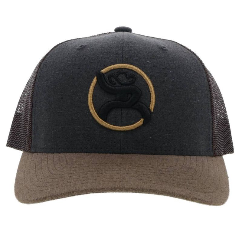 "Strap" Charcoal/ Brown w/Roughy Circle Patch Hat