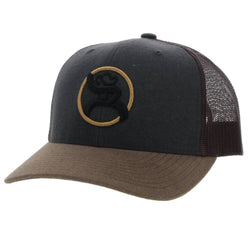 "Strap" Charcoal/ Brown w/Roughy Circle Patch Hat