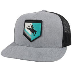 Tibbs grey hat with black mesh and teal/grey/black/white patch