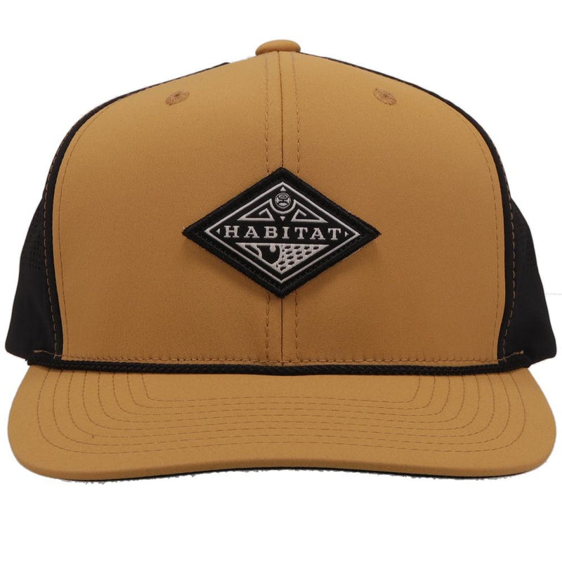 "Graphite" Tan/Black w/black & White Diamond Patch Hat