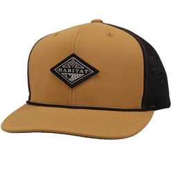 "Graphite" Tan/Black w/black & White Diamond Patch Hat