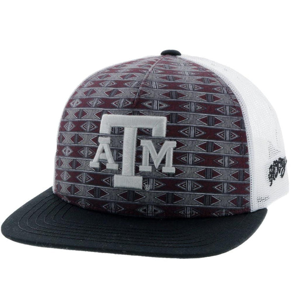 Youth Texas A&M hat with Aztec pattern and black bill